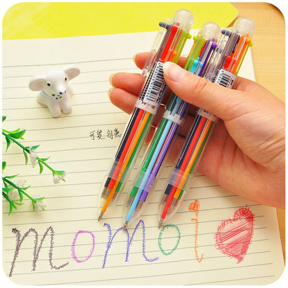 6 in 1 color multi function ballpoint pen 0.5mm novelty multi-color children's gifts office stationery and School