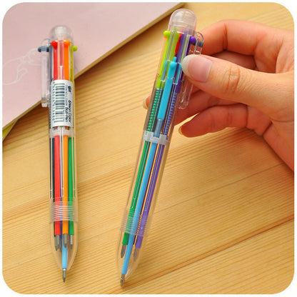 6 in 1 color multi function ballpoint pen 0.5mm novelty multi-color children's gifts office stationery and School