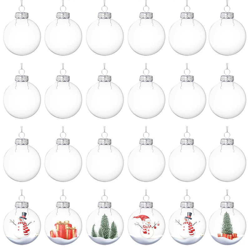 6Pcs Fillable Christmas Ball Ornament Clear Hanging Bauble Pendant Christmas Tree Home Decoration Navidad New Year DIY Gift