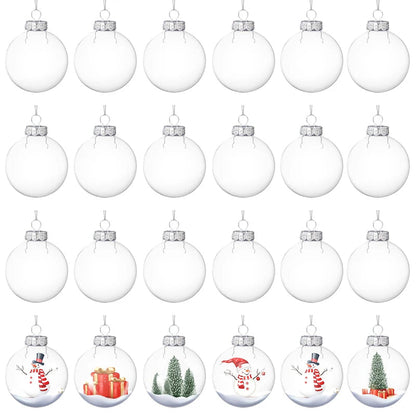 6Pcs Fillable Christmas Ball Ornament Clear Hanging Bauble Pendant Christmas Tree Home Decoration Navidad New Year DIY Gift