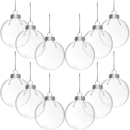 6Pcs Fillable Christmas Ball Ornament Clear Hanging Bauble Pendant Christmas Tree Home Decoration Navidad New Year DIY Gift