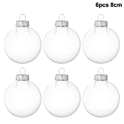 6Pcs Fillable Christmas Ball Ornament Clear Hanging Bauble Pendant Christmas Tree Home Decoration Navidad New Year DIY Gift 6pcs 8cm ball as picture