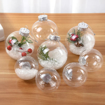 6Pcs Fillable Christmas Ball Ornament Clear Hanging Bauble Pendant Christmas Tree Home Decoration Navidad New Year DIY Gift