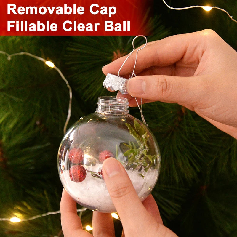 6Pcs Fillable Christmas Ball Ornament Clear Hanging Bauble Pendant Christmas Tree Home Decoration Navidad New Year DIY Gift