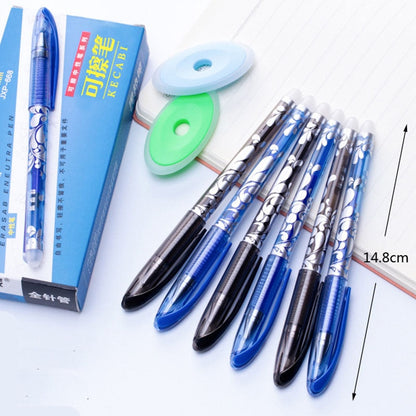 6Pcs/Set Erasable Pen 0.5mm Washable Handle Blue Black Ink Writing Gel Pens for School Office Stationery Supplies Exam Spare