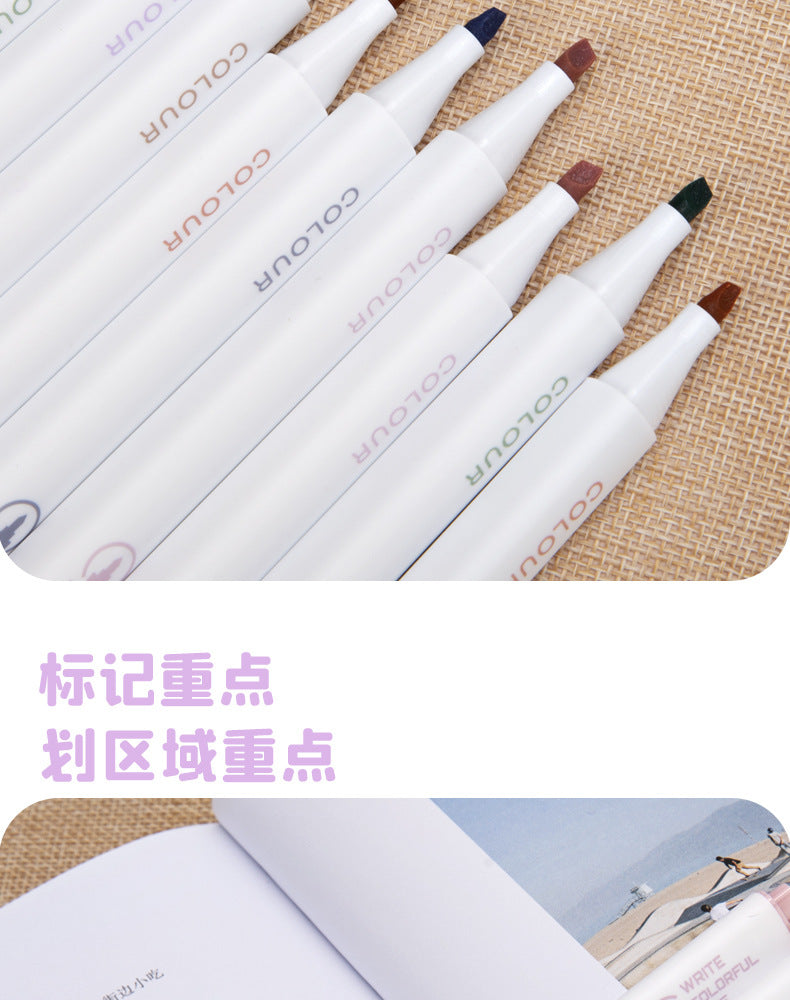 6Pcs/Set Triangle Soft Tip Highlighter Kawaii Light Color Marker Pen DIY Journal Photo Album School Office Stationery Gift