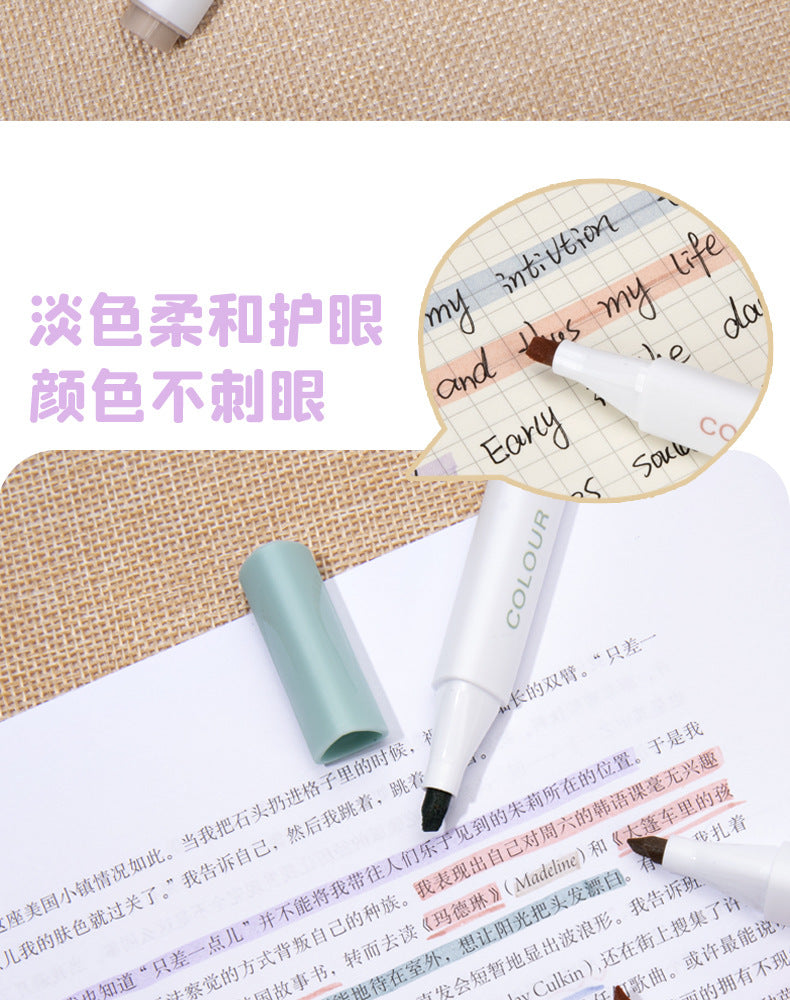 6Pcs/Set Triangle Soft Tip Highlighter Kawaii Light Color Marker Pen DIY Journal Photo Album School Office Stationery Gift