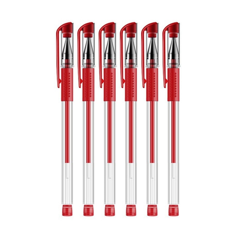 6pcs Gel Pen Set Black Blue Red Ink 0.5mm Refill Replaceable Ballpoint Pen Students School&office Supplies Stationery 6 pcs red