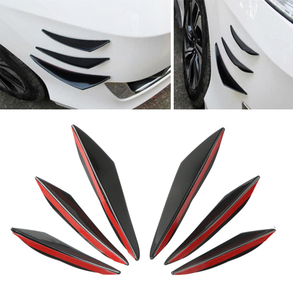 6pcs Universal Front Bumper Lip Decoration Diffuser Splitter Fins Body Spoiler Canards Valence Chin Car Tuning Canard Decoration