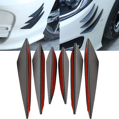 6pcs Universal Front Bumper Lip Decoration Diffuser Splitter Fins Body Spoiler Canards Valence Chin Car Tuning Canard Decoration