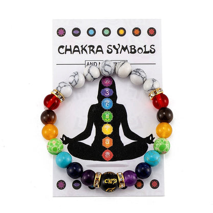 7 Chakra Bracelet with Meaning Cardfor Men Women Natural Crystal Healing Anxiety Jewellery Mandala Yoga Meditation Bracelet Gift