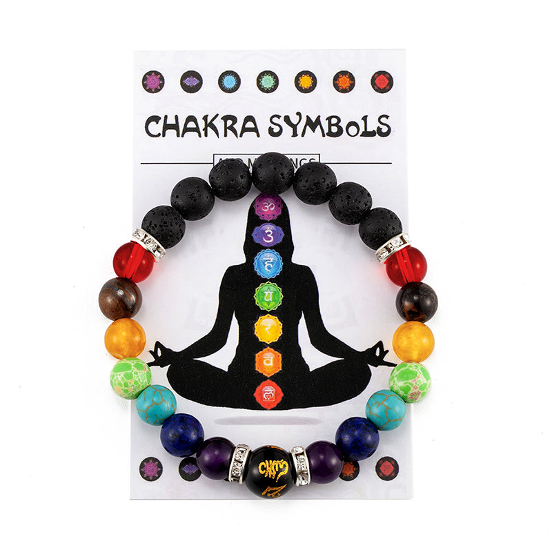 7 Chakra Bracelet with Meaning Cardfor Men Women Natural Crystal Healing Anxiety Jewellery Mandala Yoga Meditation Bracelet Gift