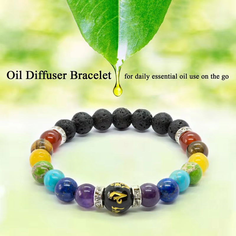 7 Chakra Bracelet with Meaning Cardfor Men Women Natural Crystal Healing Anxiety Jewellery Mandala Yoga Meditation Bracelet Gift