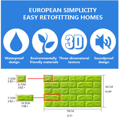 70x38cm 3D Wall Stickers Self Adhesive Foam Brick Room Decor DIY 3D Wallpaper Wall Decor Living Wall Sticker For Kids Room