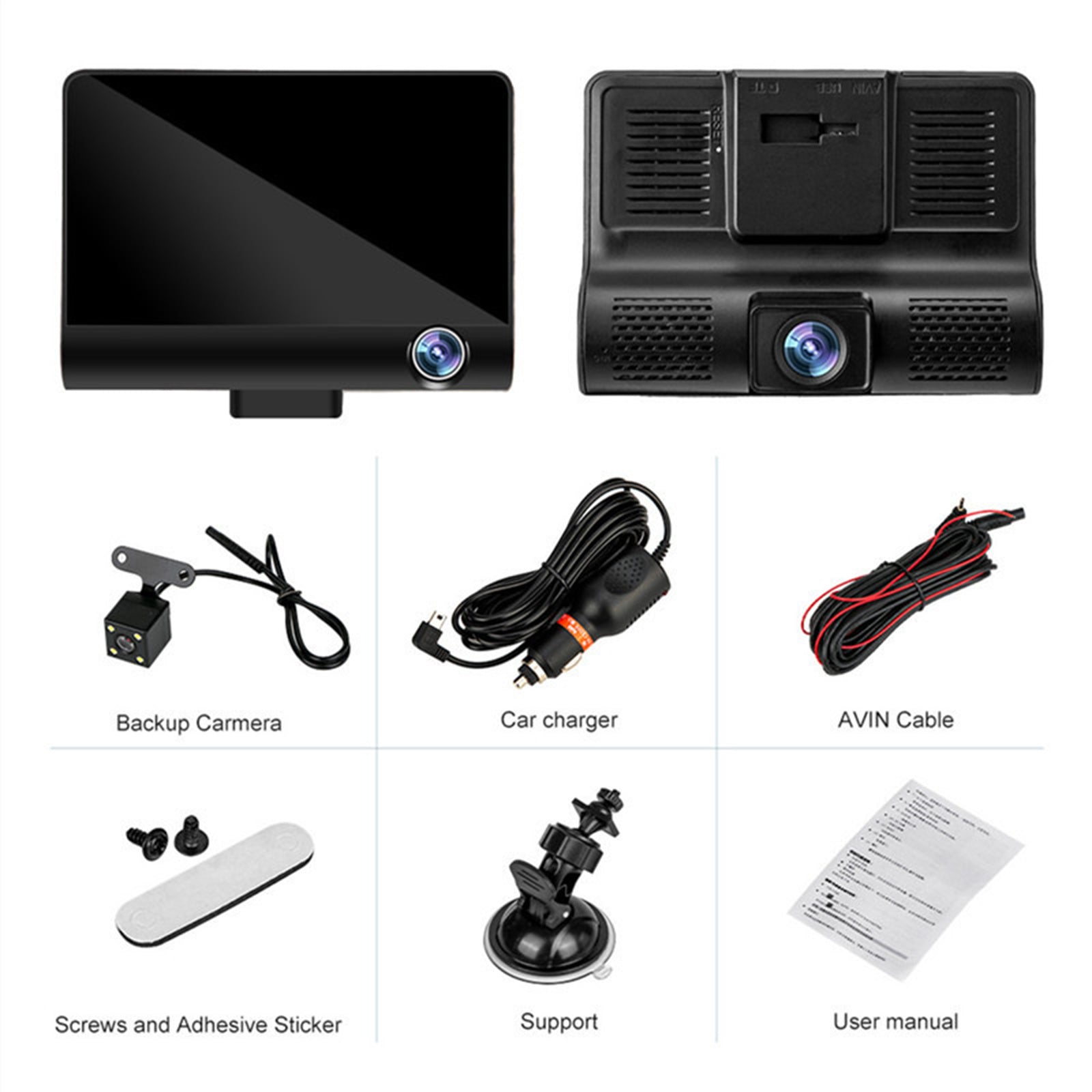 3 Lens Dash Cam for Cars HD 1080P Car Dvr Camera for Vehicle 4.0 Inches Recorder Video Rear View Camera Black Box Loop Recording