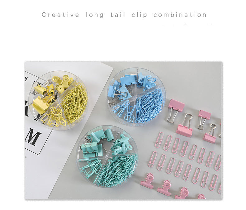 84pcs/set Multifunctional Combination Set Paper Clip Metal Clip Dovetail Clip School Office Supply Gift Stationery