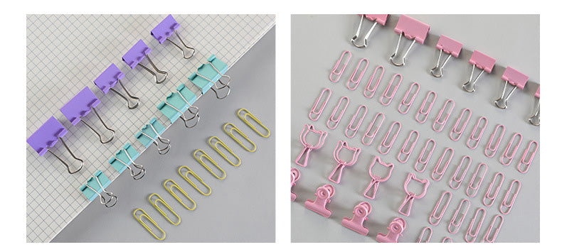 84pcs/set Multifunctional Combination Set Paper Clip Metal Clip Dovetail Clip School Office Supply Gift Stationery