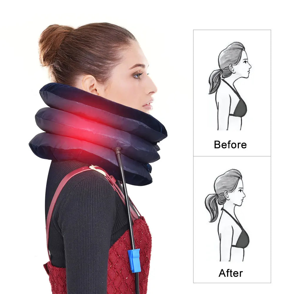 Air Inflatable Cervical Collar Neck Traction Tractor Support Massage Pillow Pain Relief Relax Health Care Neck Head Stretcher