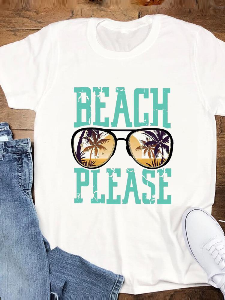 Beach Holiday Summer Graphic T Shirt Short Sleeve Tee Top Cartoon Trend Women Fashion Casual Clothing Female Print T-shirt MGQ33850