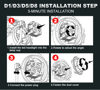 Bullvision D1S Led Headlight D3S Canbus Bulbs CSP D4S D5S D2S D8S Led 40000LM 90W Super Bright D1R D4R D2R D3R D Series Car Bulb