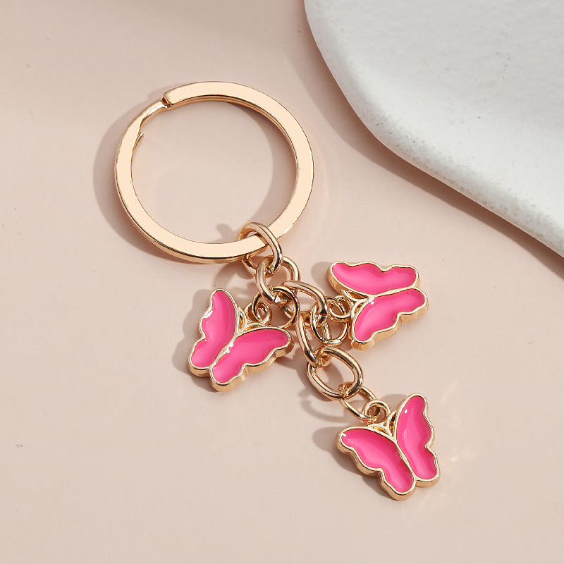 Butterfly Keychain Cute Key Ring Oil Dripping Flying Animals Key Chains For Women Girls Keychain Handbag Accessorie Handmade