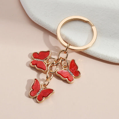 Butterfly Keychain Cute Key Ring Oil Dripping Flying Animals Key Chains For Women Girls Keychain Handbag Accessorie Handmade