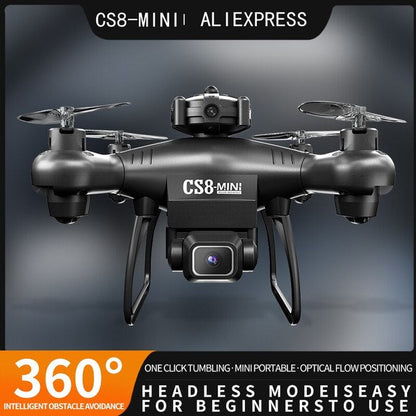 CS8 Mini Drone 4K 6K Double Camera HD Profesional Obstacle Avoidance 360 RC Wide Angle Adjustable ESC RC Quadcopter Toy Black