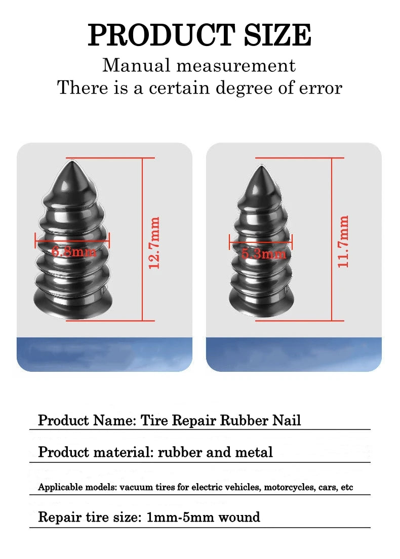 Car Motorcycle Vacuum Tyre Repair Nails Truck Scooter Bike Tire Puncture Univesal Car Repair Tools Rubber Nails Accessories