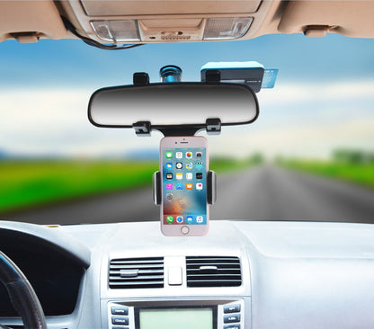 Car Phone Holder Rearview Mirror Mount Car Phone Bracket Navigation GPS Stand Foldable Adjustment Holder Car Cell Phone Support