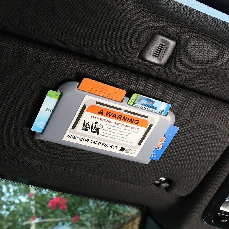 Car Sun Visor Organizer Sun Visor Card Holder Dash Board Paste Mount Auto Interior Storage Card Clip Stowing Tidying