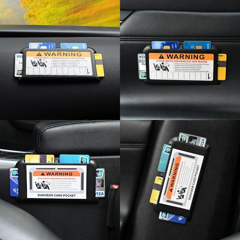 Car Sun Visor Organizer Sun Visor Card Holder Dash Board Paste Mount Auto Interior Storage Card Clip Stowing Tidying