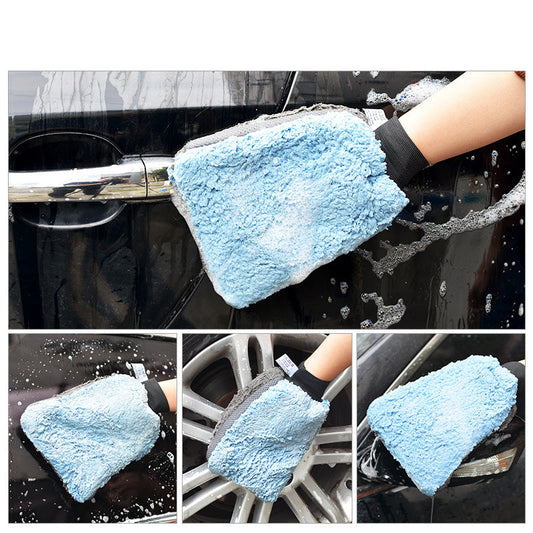 Car Wash Gloves Microfiber Coral fleece Cleaning Wash Tools Thick Wipe Cloth Auto Care Double-faced Glove Cleaning Mitt