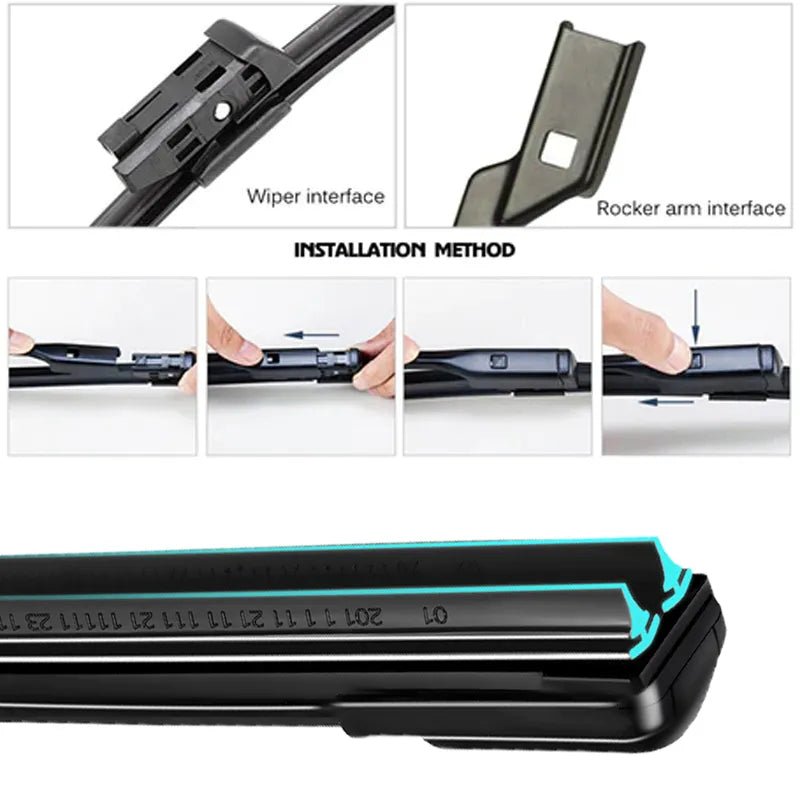 Car Windshield Wiper blades Universal Soft Double layer Rubber Frameless Bracketless Front Windscreen Brushes Washer Accessories