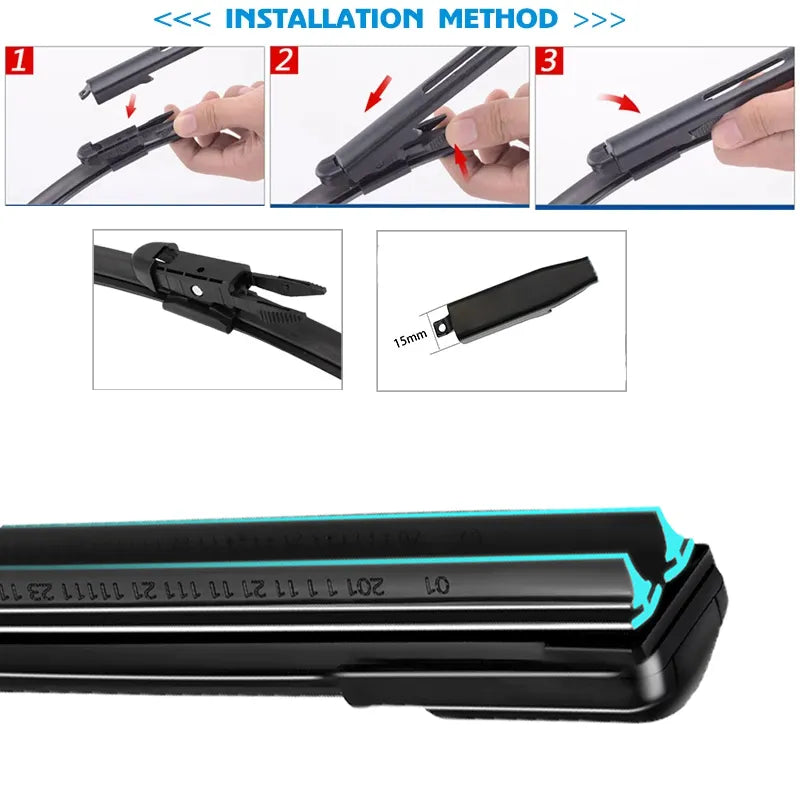 Car Windshield Wiper blades Universal Soft Double layer Rubber Frameless Bracketless Front Windscreen Brushes Washer Accessories