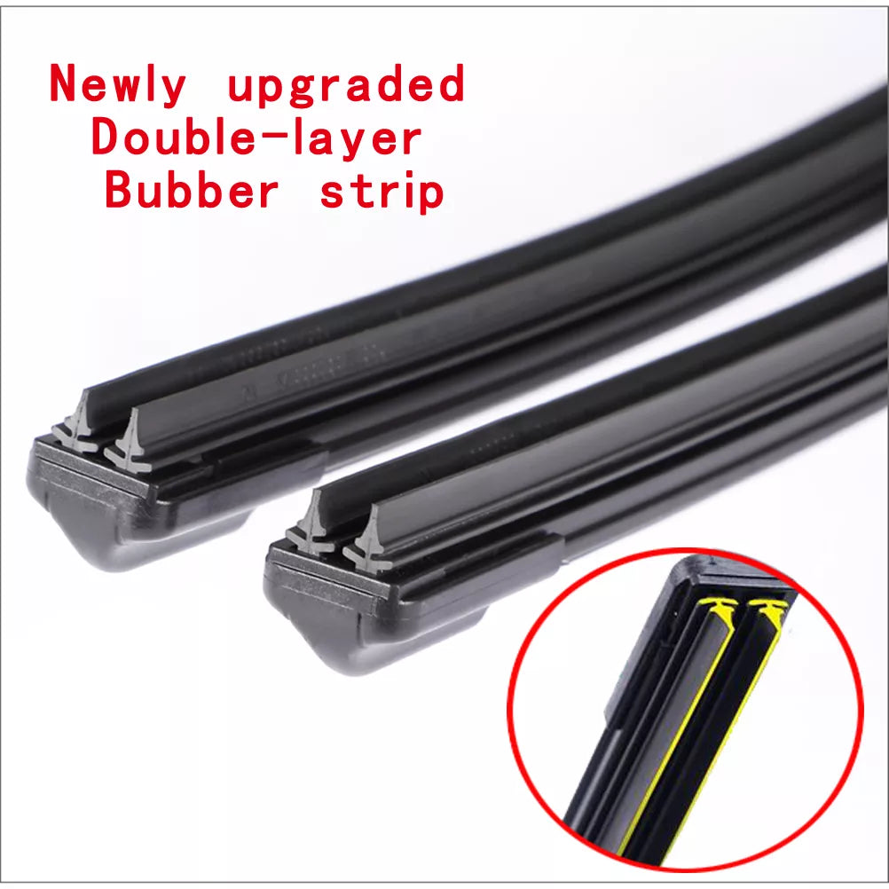 Car Windshield Wiper blades Universal Soft Double layer Rubber Frameless Bracketless Front Windscreen Brushes Washer Accessories