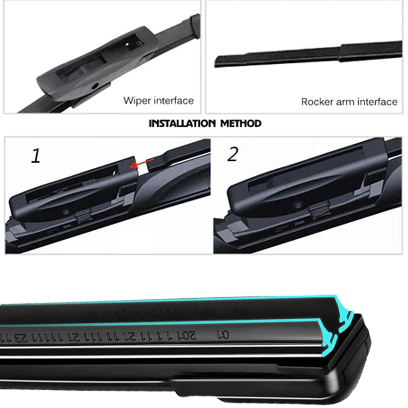 Car Windshield Wiper blades Universal Soft Double layer Rubber Frameless Bracketless Front Windscreen Brushes Washer Accessories