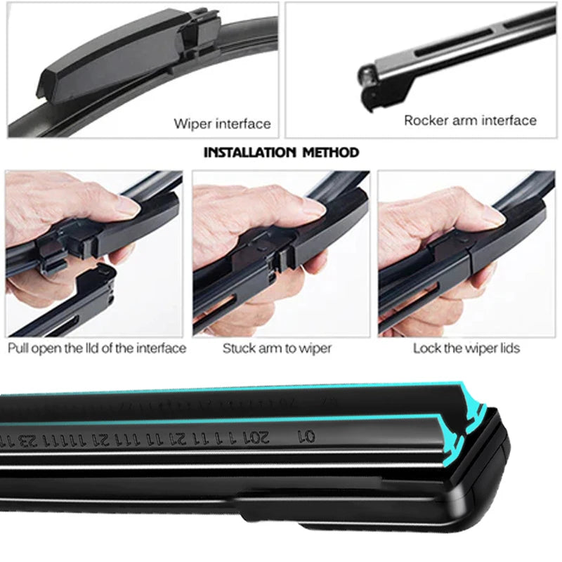 Car Windshield Wiper blades Universal Soft Double layer Rubber Frameless Bracketless Front Windscreen Brushes Washer Accessories