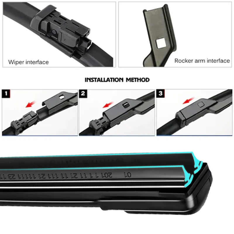 Car Windshield Wiper blades Universal Soft Double layer Rubber Frameless Bracketless Front Windscreen Brushes Washer Accessories