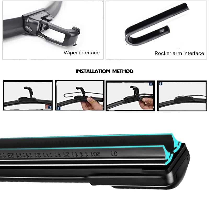 Car Windshield Wiper blades Universal Soft Double layer Rubber Frameless Bracketless Front Windscreen Brushes Washer Accessories