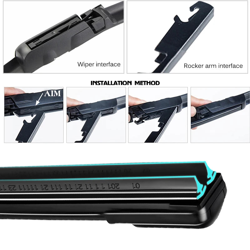 Car Windshield Wiper blades Universal Soft Double layer Rubber Frameless Bracketless Front Windscreen Brushes Washer Accessories