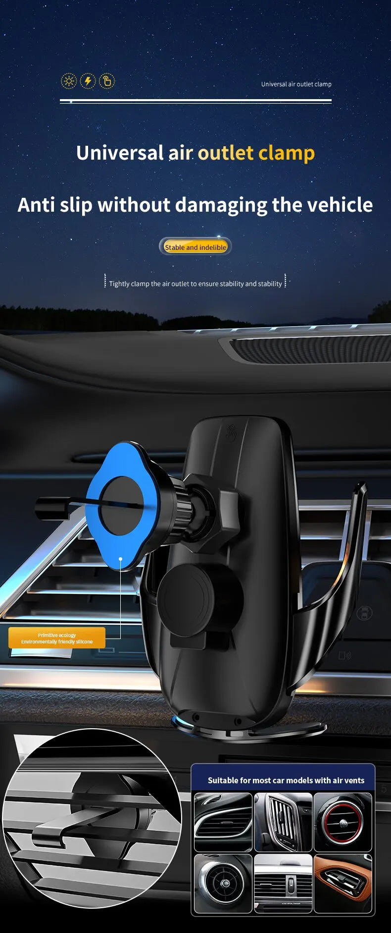 Car Wireless Charger Auto Car Mount Phone Holder Stand For iPhone 14 13 12 X Xiaomi Samsung Infrared Induction 15W Fast Charging