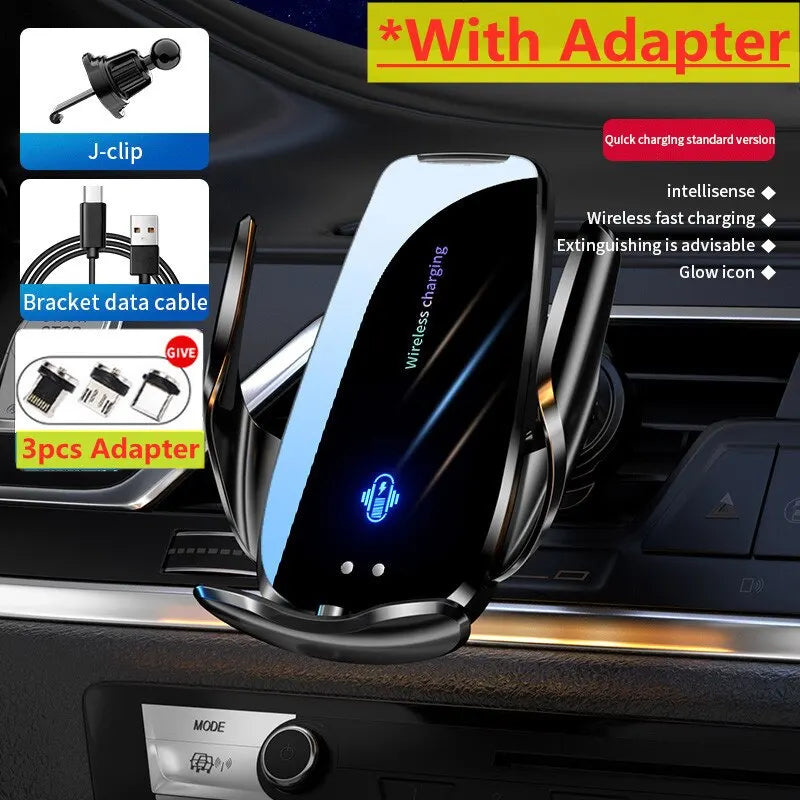 Car Wireless Charger Auto Car Mount Phone Holder Stand For iPhone 14 13 12 X Xiaomi Samsung Infrared Induction 15W Fast Charging