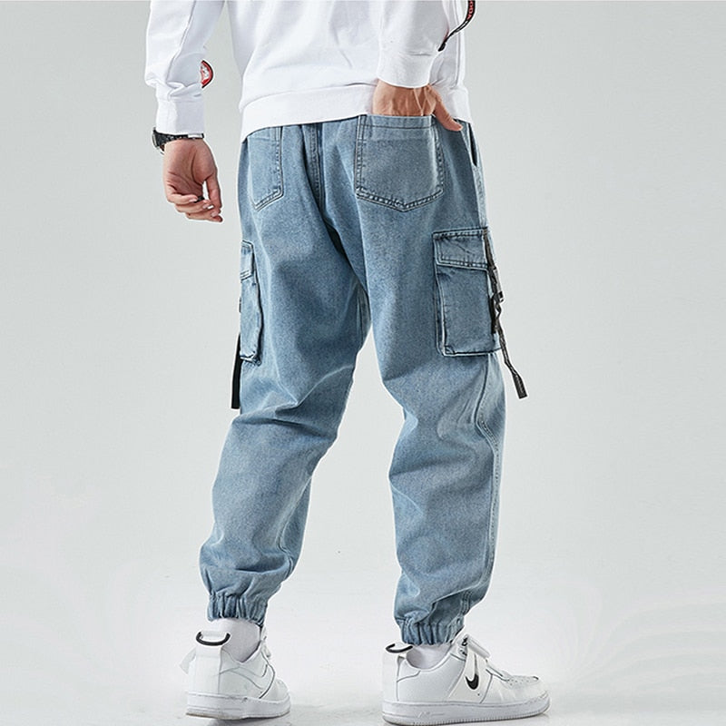 Cargo Jeans Men New Fashion Harem Joggers Trousers Men Multiple Pockets Casual Denim Jeans Pants Men