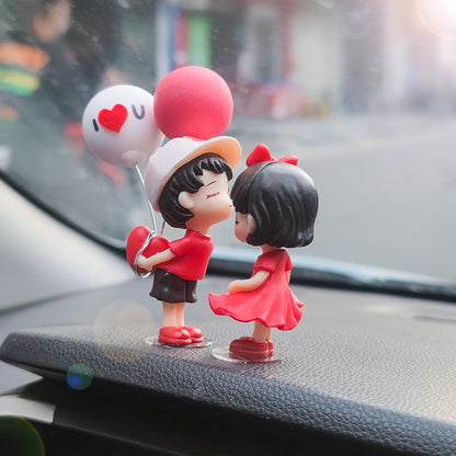 Cartoon Couples Car Decoration Model Cute Figure Figurines Balloon Ornament Auto Interior Dashboard Accessories For Girls Gifts