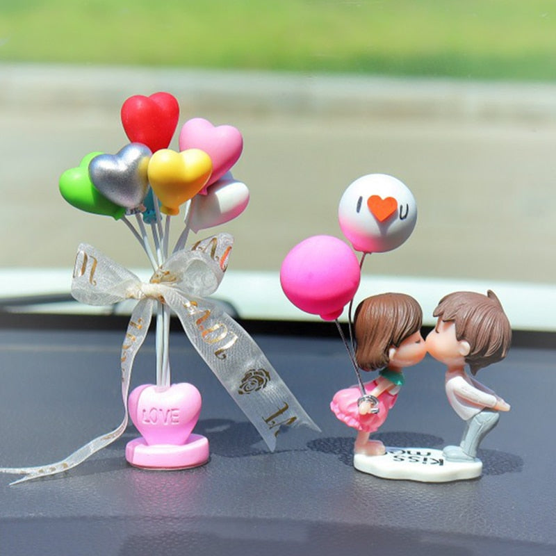 Cartoon Couples Car Decoration Model Cute Figure Figurines Balloon Ornament Auto Interior Dashboard Accessories For Girls Gifts