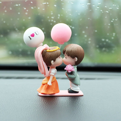 Cartoon Couples Car Decoration Model Cute Figure Figurines Balloon Ornament Auto Interior Dashboard Accessories For Girls Gifts E