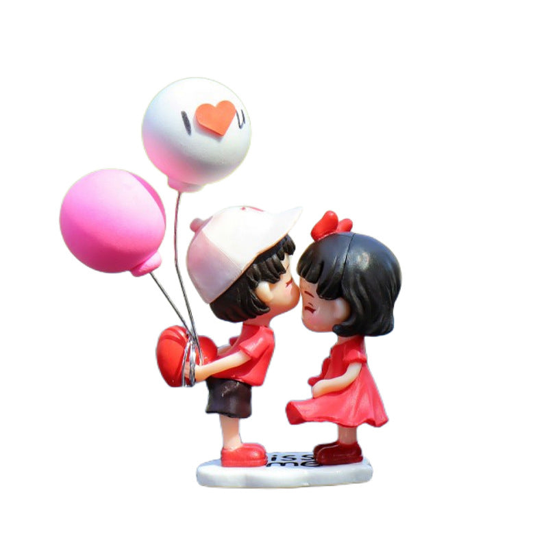 Cartoon Couples Car Decoration Model Cute Figure Figurines Balloon Ornament Auto Interior Dashboard Accessories For Girls Gifts