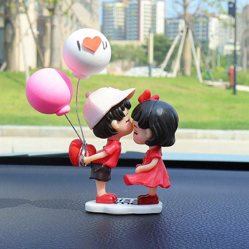 Cartoon Couples Car Decoration Model Cute Figure Figurines Balloon Ornament Auto Interior Dashboard Accessories For Girls Gifts