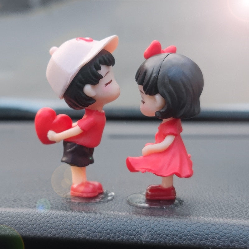 Cartoon Couples Car Decoration Model Cute Figure Figurines Balloon Ornament Auto Interior Dashboard Accessories For Girls Gifts A2