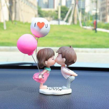 Cartoon Couples Car Decoration Model Cute Figure Figurines Balloon Ornament Auto Interior Dashboard Accessories For Girls Gifts